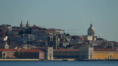 Panoramic View on the Lisbon and River Stock Footage 41233928