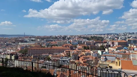 Panoramic View of Lisbon from Miradouro da Senhora do Monte Stock Footage 305289333