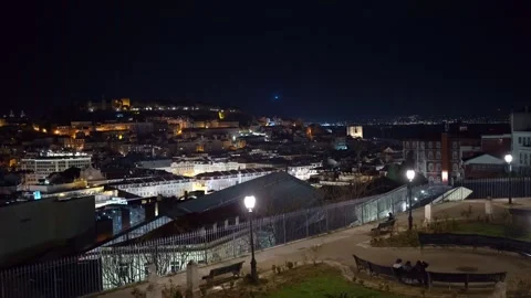 Panoramic view of Lisbon at night from Viewpoint Stock-Footage 273286074