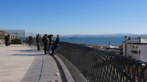 Panoramic view on Lisbon from a view point Stock Footage 90820068