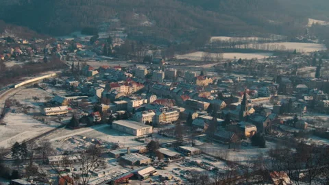 Panoramic view of the little town Stock Footage 261285348
