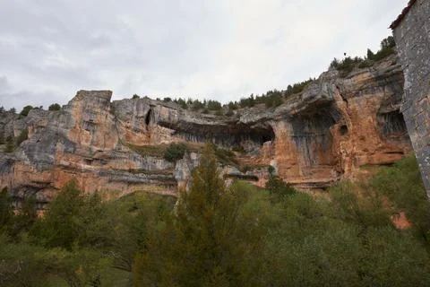A panoramic view of the Lobos river canyon in Soria, Spain. Stock Photos