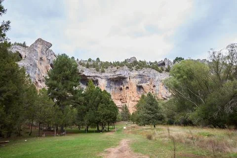 A panoramic view of the Lobos river canyon in Soria, Spain. Stock Photos