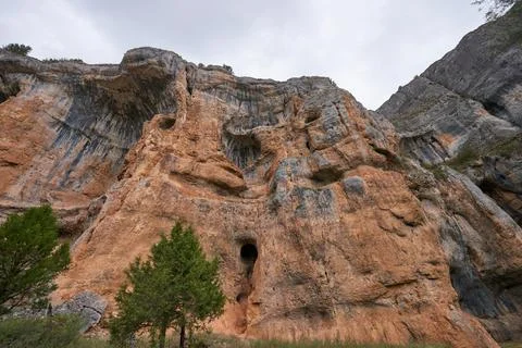 A panoramic view of the Lobos river gorge in Soria, Spain. Stock Photos