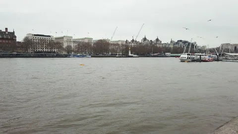 Panoramic view of London Thames river and architecture Stock Footage 236748501