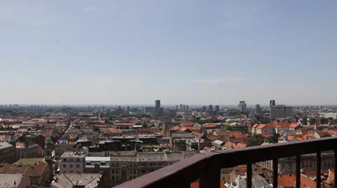 Panoramic view from the Lostrčak Tower, Zagreb Stock Footage 24767601