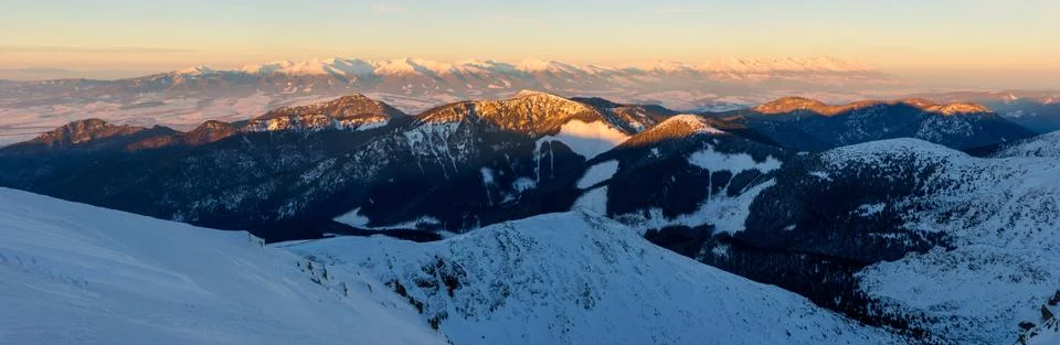 Panoramic view from Low Tatras to High Tatras, Slovakia Stock Photos