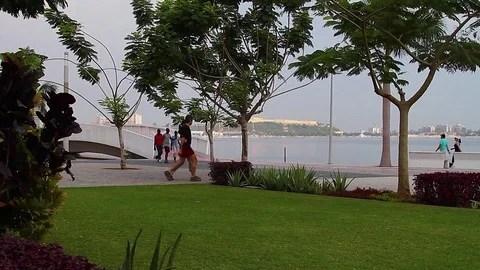 Panoramic view of Luanda Bay Stock Footage 82572932