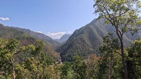 Panoramic View of Lush Green Mountains and Hills in Northern Thailand Video stock 339922499
