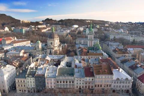 Panoramic view of Lviv Stock Photos