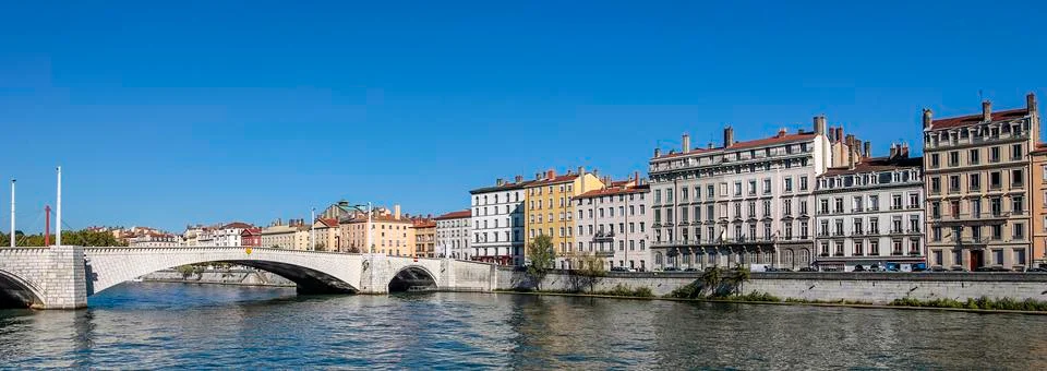 Panoramic view of lyon cit Stock Photos