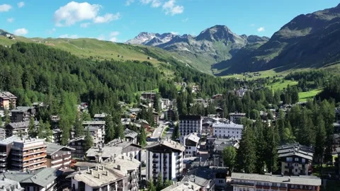 Panoramic view of Madesimo. Best place in the Italian Alps. Video stock 158470387