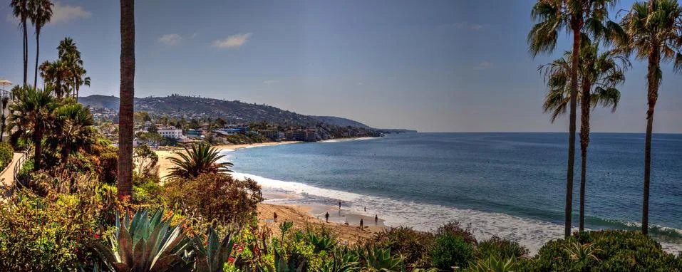 Panoramic view of Main Beach, Laguna Beach Stock Photos