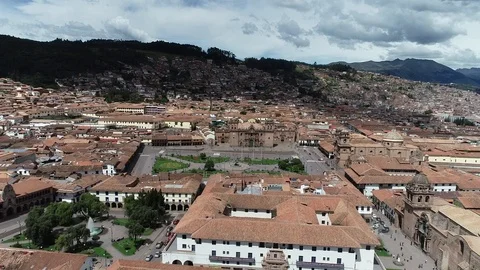 Panoramic view of main square of Cusco Stock Footage 112219208