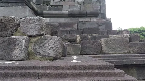 Panoramic View, Main Temple Facade, Lumbung Temple Compound, Java, Indonesia Vídeos de archivo 305940059