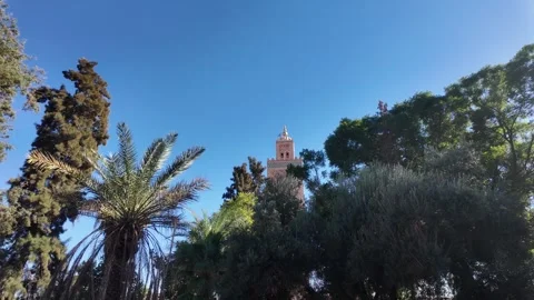Panoramic View of the Majestic Koutoubia Mosque in Marrakesh - Morocco Stock Footage 289950053