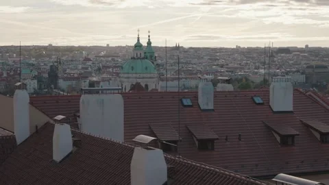 Panoramic View of Malá Strana Red Rooftops Prague Skyline St. Nicholas Church Stock Footage 321105249