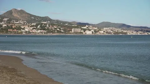 Panoramic view of Malaga beaches from Malaguena beach Stock Footage 239911540