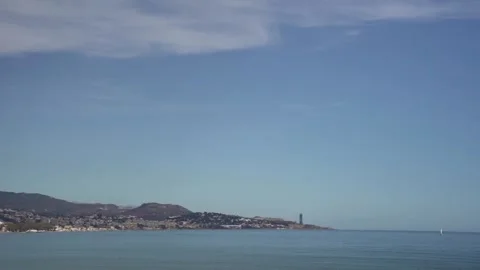 Panoramic view of Malaga beaches from Malaguena beach Stock Footage 241151190