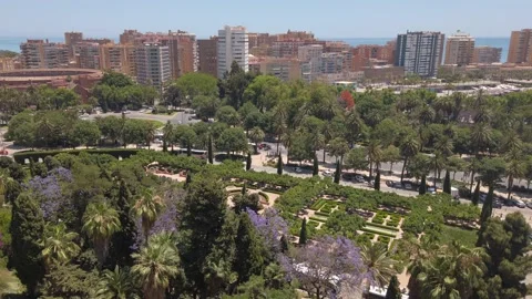 Panoramic view of Malaga City seen from AL Cazaba historical site at Midday Stock Footage 202252248