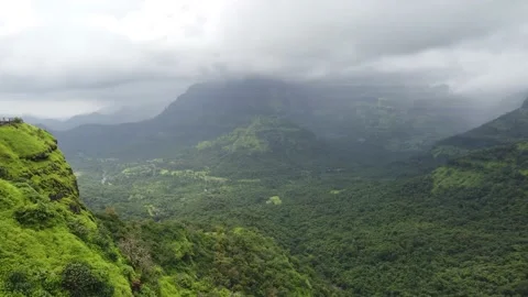 Panoramic view of Malshej Ghat Stock Footage 141036013