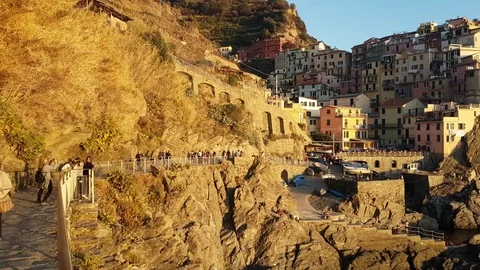 Panoramic view of Manarola, Cinque Terre (Liguria, province of La Spezia) Italy Video stock 81788084