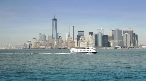 Panoramic View of Manhattan seen on City Tour, New York Stock Footage 24389153