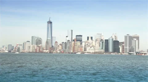 Panoramic View of Manhattan seen on City Tour, New York Stock Footage 26055892