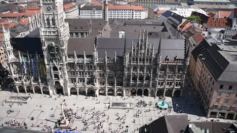 Panoramic view  of Marienplatz, Munich - Germany Stock Footage 134981439