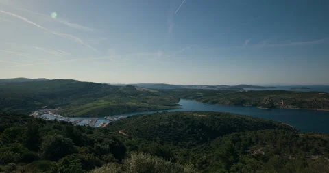 Panoramic View of Marina and Bay near Primosten Видео 336928638