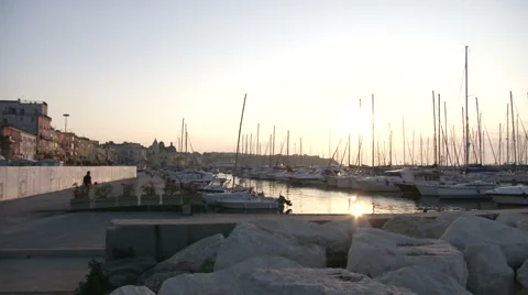 Panoramic view of marina in Italy  Stock Footage 43120776