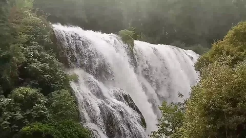 Panoramic view of the marmore waterfalls, Terni, Italy Stock Footage 119827252