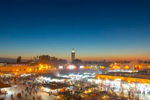 Panoramic view of Marrakech or Marrakesh with the old part of town Medina Stock Photos