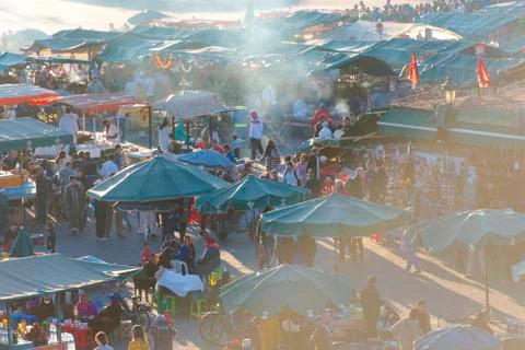Panoramic view of Marrakech or Marrakesh with the old part of town Medina Stock-Fotos
