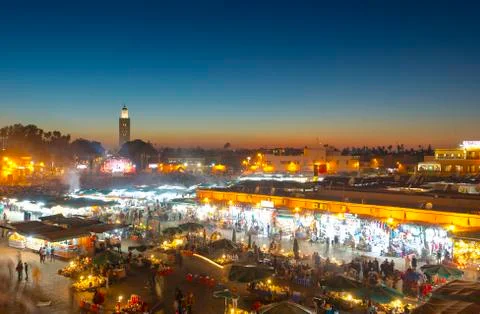 Panoramic view of Marrakech or Marrakesh with the old part of town Medina Stock Photos