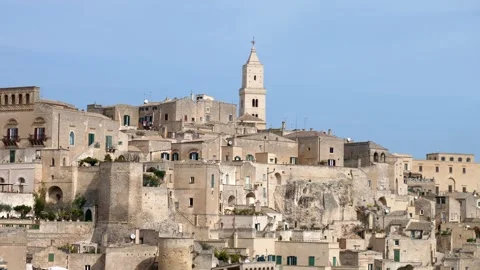 Panoramic view of Matera from Via Ridola’s scenic overlook Stock Footage 305857812