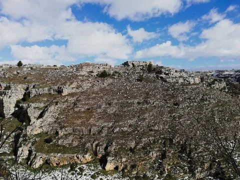 Panoramic View of Matera Sassi in Winter Stock Photos