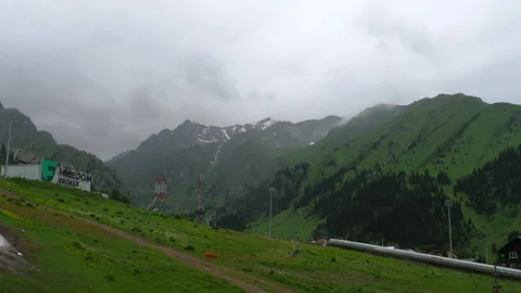 Panoramic view of the Medeo mountains Video stock 319416553
