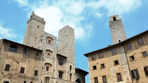 Panoramic view of medieval building and towers, San Gimignano, Tuscany, Italy Stock Footage 98248492