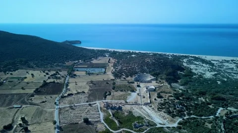 Panoramic view of the Mediterranean coast of a summer day. Patara Beach in Stock Footage 169579443