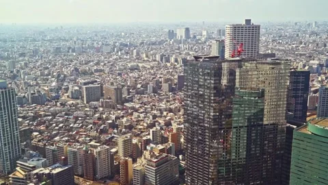 Panoramic View of a Megacity from a Skyscraper in japan Tokyo Stock Footage 307817386