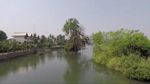 Panoramic view of Mekong river, Don Khon island, Si Phan Don, Laos Stock Footage 169010762
