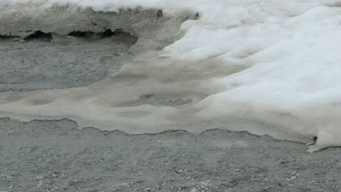 Panoramic view of the melting snow on a glacier mountain Stock Footage 194839864