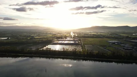 Panoramic view of a metal bridge over the Rhone river Stock Footage 248075458