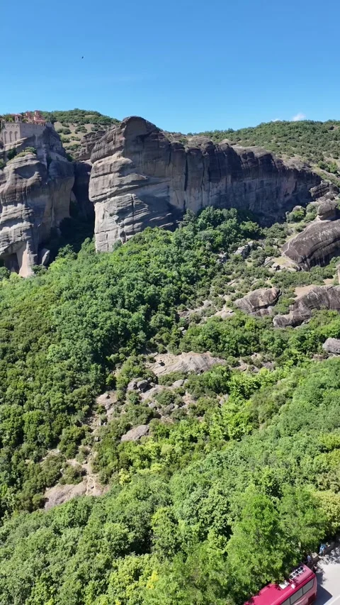 Panoramic view of Meteora Monasteries, Thessaly, Greece Stockbeeldmateriaal 341473142