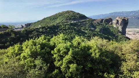 Panoramic view of Meteora Monasteries, Thessaly, Greece Stock Footage 341474766