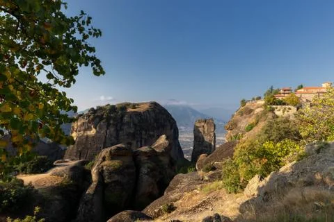 Panoramic view of Meteora Stock Photos