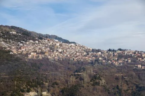 Panoramic view of Metsovo Stock Photos
