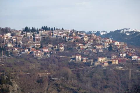 Panoramic view of Metsovo Stock Photos