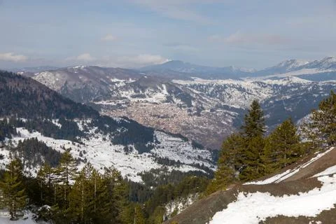 Panoramic view of Metsovo Stock Photos
